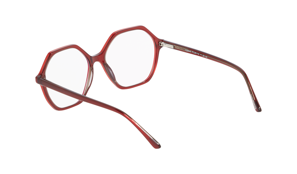 Back side picture of Frank and Lucie Eyewill glasses in the color grown up red